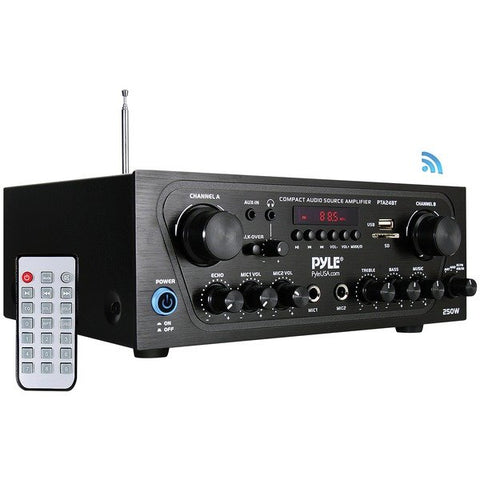 Pyle PTA24BT 250-Watt Compact Bluetooth Audio Stereo Receiver with FM Radio