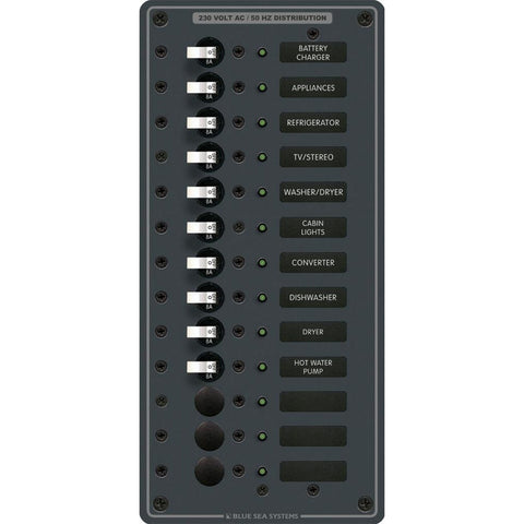 Blue Sea 8580 AC 13 Position 230v (European) Breaker Panel (White Switches) [8580]