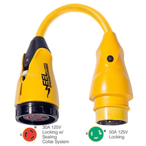 Marinco P503-30 EEL 30A-125V Female to 50A-125V Male Pigtail Adapter - Yellow [P503-30]