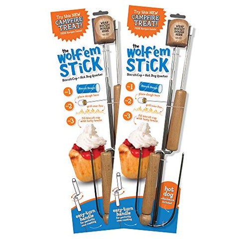 Wolf'em Marshmallow Roasting Stick - Multiple Cooking Attachments - Campfire Pie, S'More, and Hot Dog BBQ Roaster | Easy Spin Handlesâ€¦