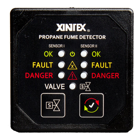 Fireboy-Xintex Propane Fume Detector w/2 Plastic Sensors - No Solenoid Valve - Square Black Bezel Display [P-2BNV-R]