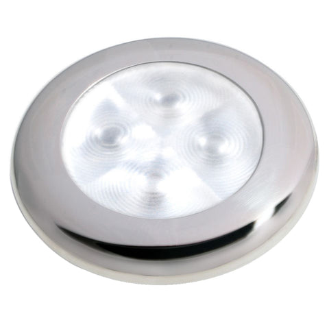 Hella Marine Slim Line LED 'Enhanced Brightness' Round Courtesy Lamp - White LED - Stainless Steel Bezel - 12V [980500521]