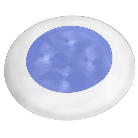 Hella Marine Slim Line LED 'Enhanced Brightness' Round Courtesy Lamp - Blue LED - White Plastic Bezel - 12V [980502241]