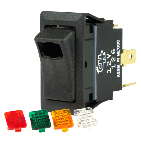 BEP SPST Rocker Switch - 1-LED w/4-Colored Covers - 12V/24V - ON/OFF [1001716]