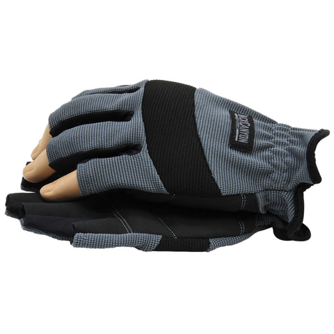 BlackCanyon Outfitters 81070L Gray Large High-Dexterity Fingerless Gloves Driving Cycling Crossfit - Pair