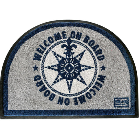 Marine Business Non-Slip WELCOME ON BOARD Half-Moon-Shaped Mat - Blue/Grey [41220]