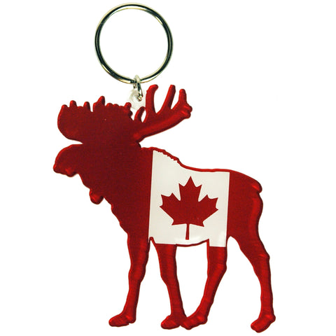 Canadian Souvenirs 89961JE Canada Keychain with Moose Maple Leaf National Emblem Canadian Novelties Keyholder Red