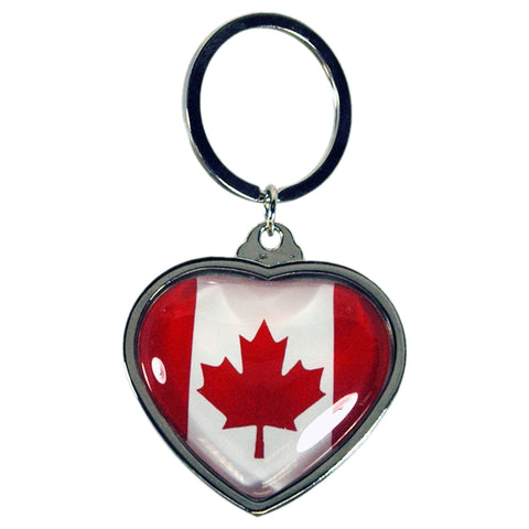 Canadian Souvenirs 89971JE Canada Keychain Bubble Heart Maple Leaf Flag National Emblem Canadian Novelties Keyholder Red