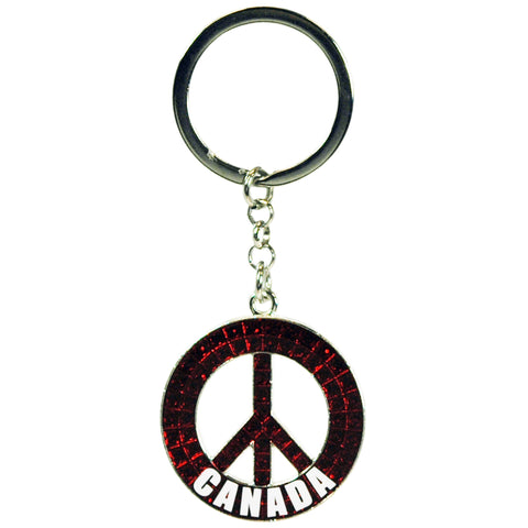 Canada Keychain 89973JE Metal Glitter Peace Sign Friendship Keychain for Car Keys Peace Sign Keyholder Souvenir Party Favor