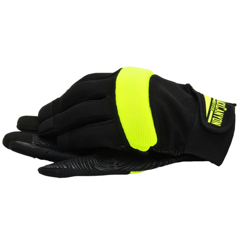Black Canyon Safety Work Gloves Hi-Vis Hi-Dexterity Synthetic Leather w Padded Knuckles Silicone Grip Large BHG621L