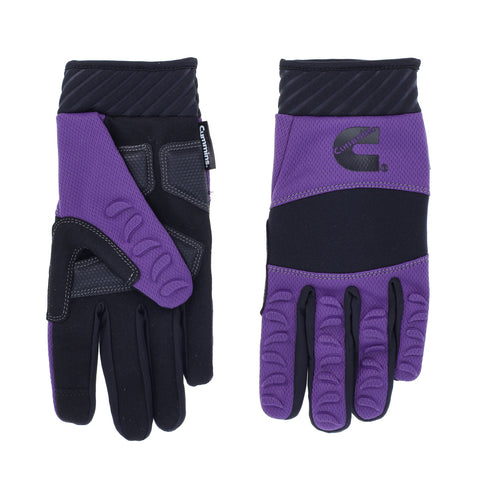 Cummins Womens Mechanic Glove CMN35113 - Purple and Black Synthetic Leather Anti-Vibration Anti-Abrasion Work Gloves All Season All-Purpose - Medium