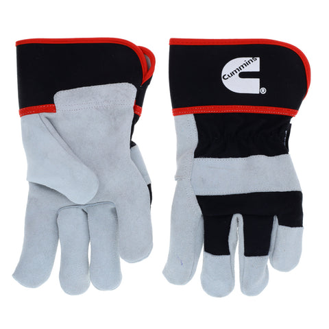 Cummins Split Leather Palm Gloves CMN35114 - Mens Leather Work Gloves Heavy Duty Warehouse Gloves for Men with Safety Cuff and Leather Palm - XL