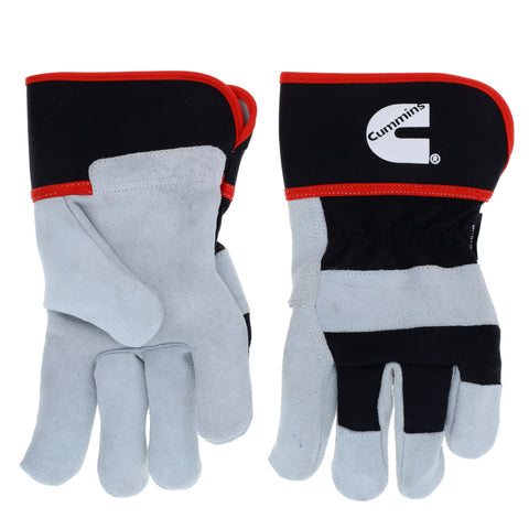 Cummins Split Leather Palm Gloves CMN35150 - Mens Leather Work Gloves Heavy Duty Warehouse Gloves for Men with Safety Cuff and Leather Palm - Large