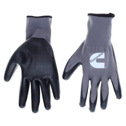 Cummins Gray Nitrile Dipped Palm Gloves CMN35153 - Nonslip Nitrile Coated Work Gloves Gardening PPE All-Purpose Nitrile Grip Hi Flex - Large