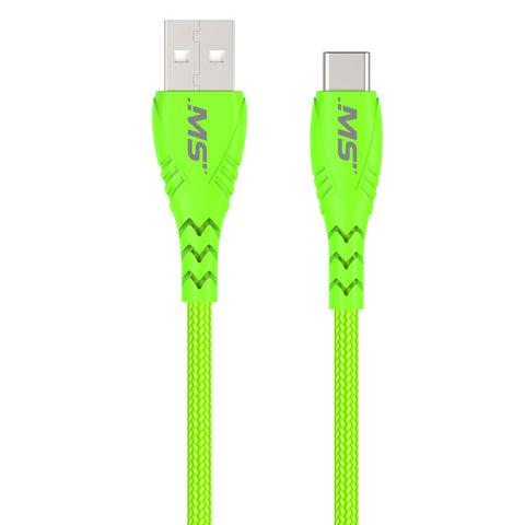 10ft. USB-A to USB-C Hi-Vis Cable Green