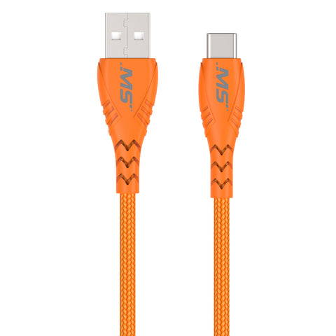 10ft USB-C to USB-A His-Vis Cable Orange