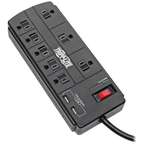 Tripp Lite TLP88USBB Protect It! 8-Outlet Surge Protector with 2 USB Ports, 8ft Cord (Without Telephone/Modem)