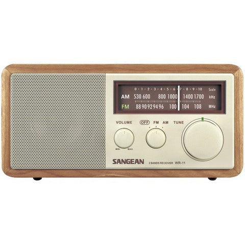 Sangean WR11 WR-11 Hi-Fi Tabletop Retro Wooden Cabinet AM/FM Analog Radio Receiver