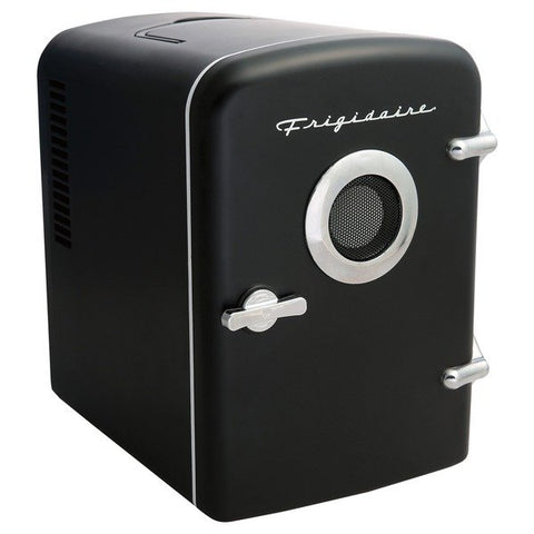 Frigidaire EFMIS151-BLACK 6-Can Retro Portable Beverage Refrigerator with Bluetooth Speaker (Black)