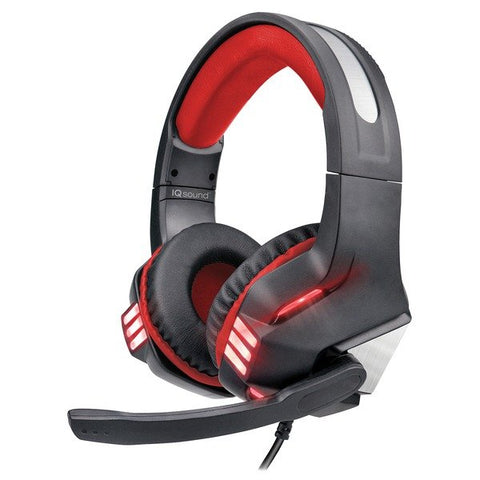 IQ Sound IQ-480G - RED Pro-Wired Gaming Headset with Lights (Black/Red Accent)