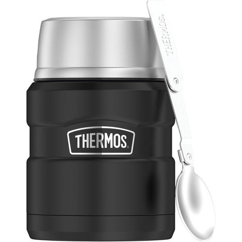 Thermos SK3000MBTRI4 16-Ounce Stainless King Vacuum-Insulated Food Jar with Folding Spoon (Midnight Blue)