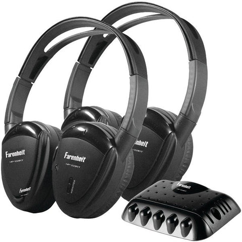 Power Acoustik HP-22IRT 2 Sets of Dual-Channel IR Wireless Headphones with Transmitter for use with Mobile A/V systems