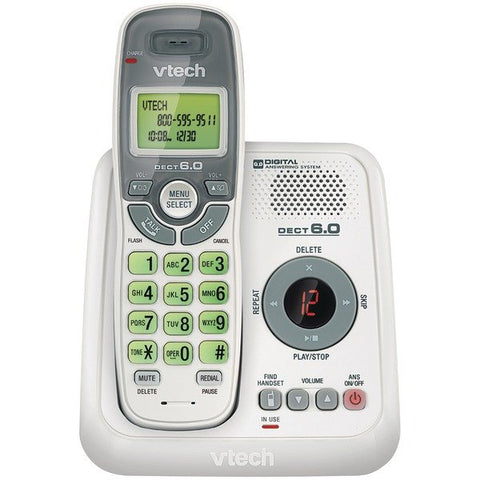 VTech VTCS6124 DECT 6.0 1-Handset Cordless Phone System with Digital Answering System
