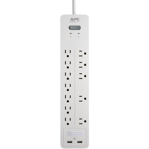 APC PH12U2W Home Office SurgeArrest Power Strip with 2 USB Charging Ports (12 Output)