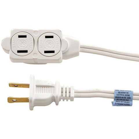 GE JASHEP51937 3-Outlet Polarized Indoor Extension Cord with Twist-to-Close Outlet Covers, 6 Ft., White, 51937