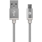 AT&T MC05-SLV Charge & Sync Braided USB to Micro USB Cable, 5ft (Silver)