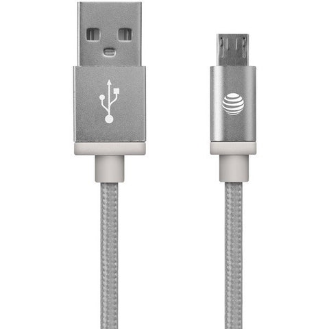 AT&T MC05-SLV Charge & Sync Braided USB to Micro USB Cable, 5ft (Silver)