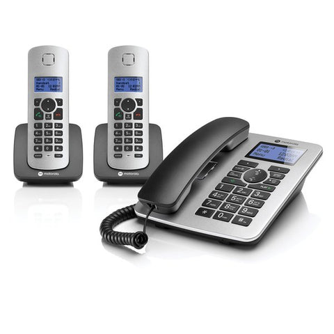 Motorola C4202 C4202 Corded Phone with Caller ID, Answering System, and 2 Cordless Handsets