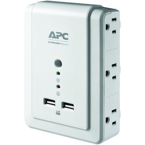 APC P6WU2 6-Outlet SurgeArrest Surge Protector Wall Tap with 2 USB Ports