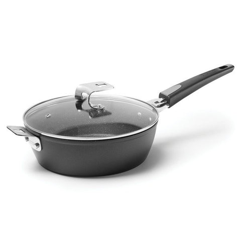 THE ROCK by Starfrit 034716-002-0000 9-Inch Deep Fry Pan/Dutch Oven with Lid and T-Lock Detachable Handle