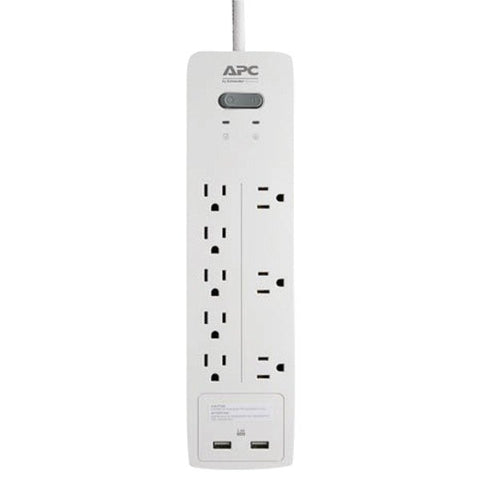 APC PH8U2W Home Office SurgeArrest Power Strip with 2 USB Charging Ports (8 Output)