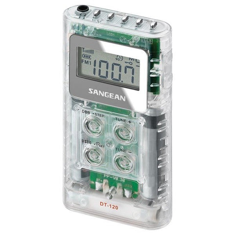 Sangean DT-120 CLEAR Portable Pocket AM/FM Digital Clock Radio (Clear)