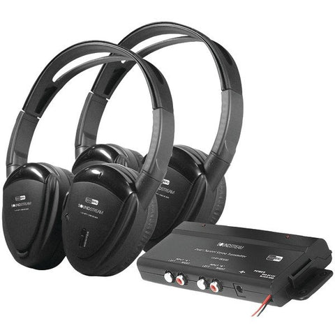 Power Acoustik HP-902RFT HP-902RFT 2 Pairs of 2-Channel RF 900 MHz Wireless Headphones with Transmitter for Mobile A/V Systems