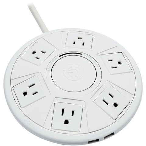 Accell D080B-048F Power Air Surge Protector and USB Charging Station with 6-Foot Cord (White)