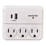 RCA PSWT334ACA 3-Outlet Surge Protector Wall Tap with Dual USB Charging Ports