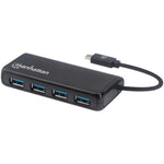Manhattan 164924 4-Port USB 3.2 Gen 1 Hub with USB-C-Male to 4 USB-A Females