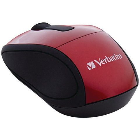 Verbatim 97540 Cordless Optical Computer Mouse, Mini Travel, 3 Buttons, 2.4 GHz (Red)