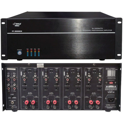 Pyle PT8000CH 8-Channel 8,000-Watt Stereo/Mono Amp