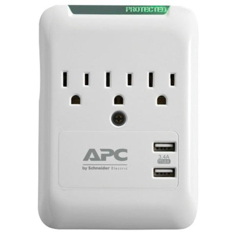 APC PE3WU3 Essential SurgeArrest 3-Outlet Wall Tap with 2 USB Charging Ports