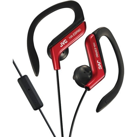 JVC HAEBR80R Sport In-Ear Ear Clip Sport Headphones with Microphone and Remote, HA-EBR80 (Red)