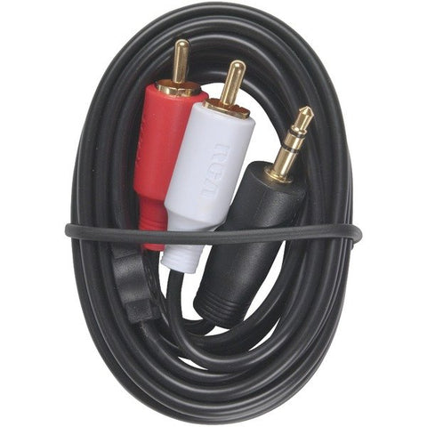 RCA AH205R 3.5-mm Male to 2 RCA-Male Stereo Audio Y-Adapter Cable, 3 Ft.