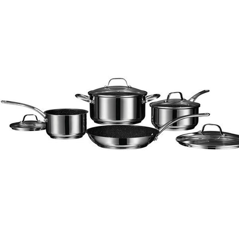 THE ROCK by Starfrit 030203-001-0000 Stainless Steel Non-Stick 8-Piece Cookware Set with Stainless Steel Handles