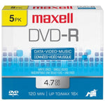 Maxell 638002 DVD-R 16x 4.7-GB/120-Minute Single-Sided Discs (5 Pack)