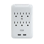 ONE Power PWS621 6-Outlet Surge Protection Wall Tap with 2 USB Ports