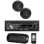 Pyle PLCDBT75MRB Marine Stereo Head Unit, Single-DIN CD AM/FM Receiver with Two 6.5-In. Speakers, Splashproof Radio Cover, and Bluetooth (Black)