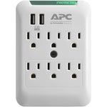APC PE6WU2 Essential SurgeArrest 6-Outlet Wall Tap with 2 USB Charging Ports